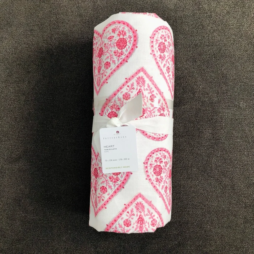Pottery Barn Heart Organic Cotton Tablecloth